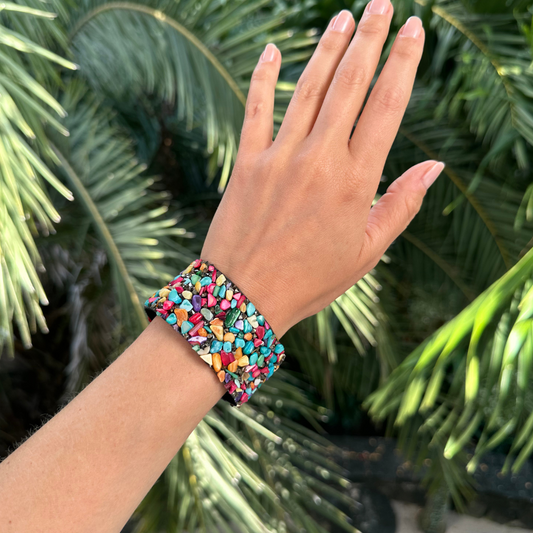 Bracelet bandeau en pierres multicolores