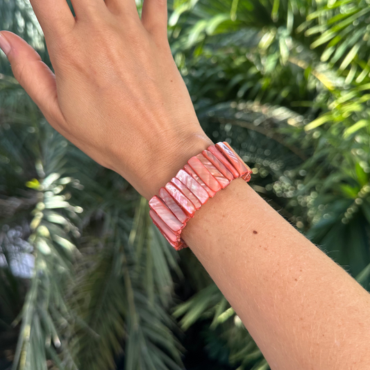 Bracelet en nacre rose