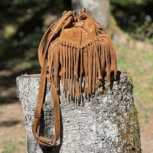 Sac seau en daim chestnut LA SAUVAGE