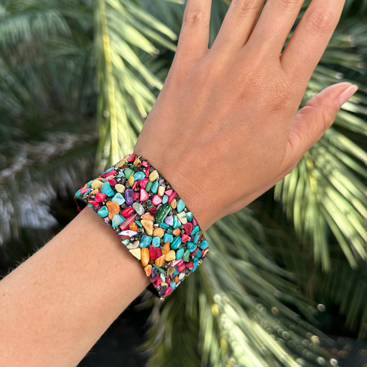 Bracelet bandeau en pierres multicolores