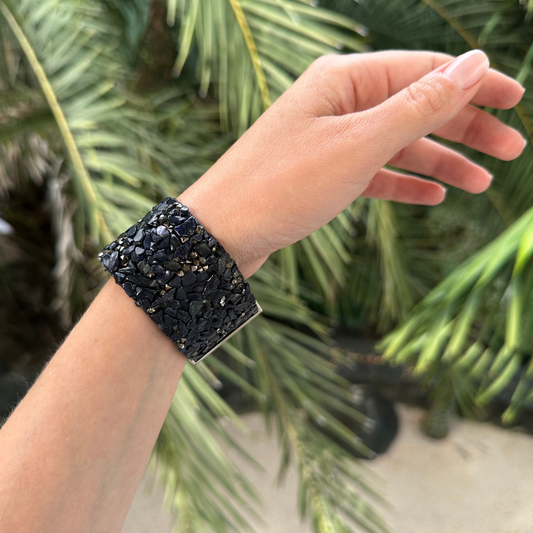 Bracelet bandeau en pierres bleu nuit