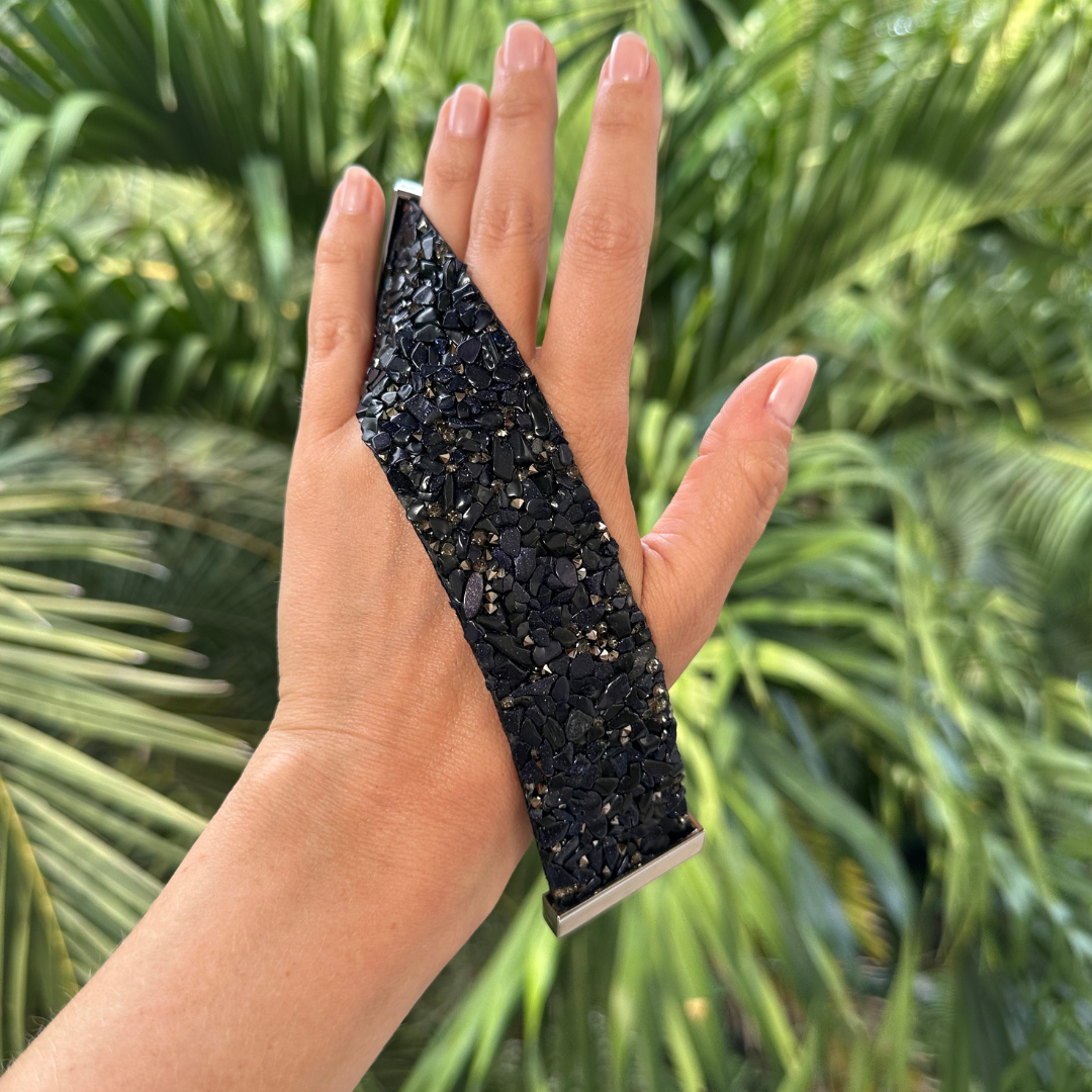 Bracelet bandeau en pierres bleu nuit