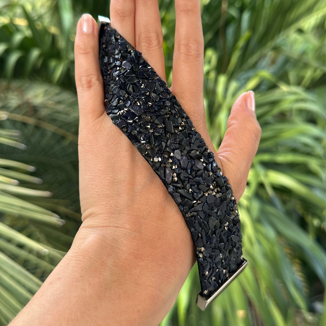 Bracelet bandeau en pierres bleu nuit