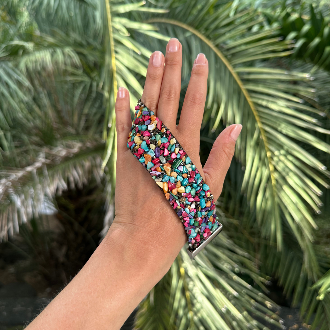 Bracelet bandeau en pierres multicolores
