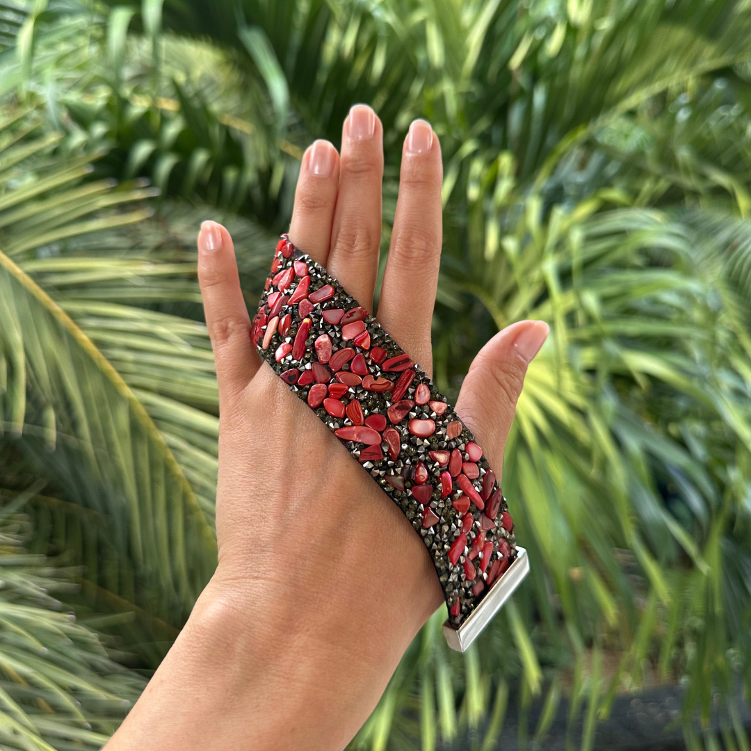 Bracelet bandeau en pierres de corail