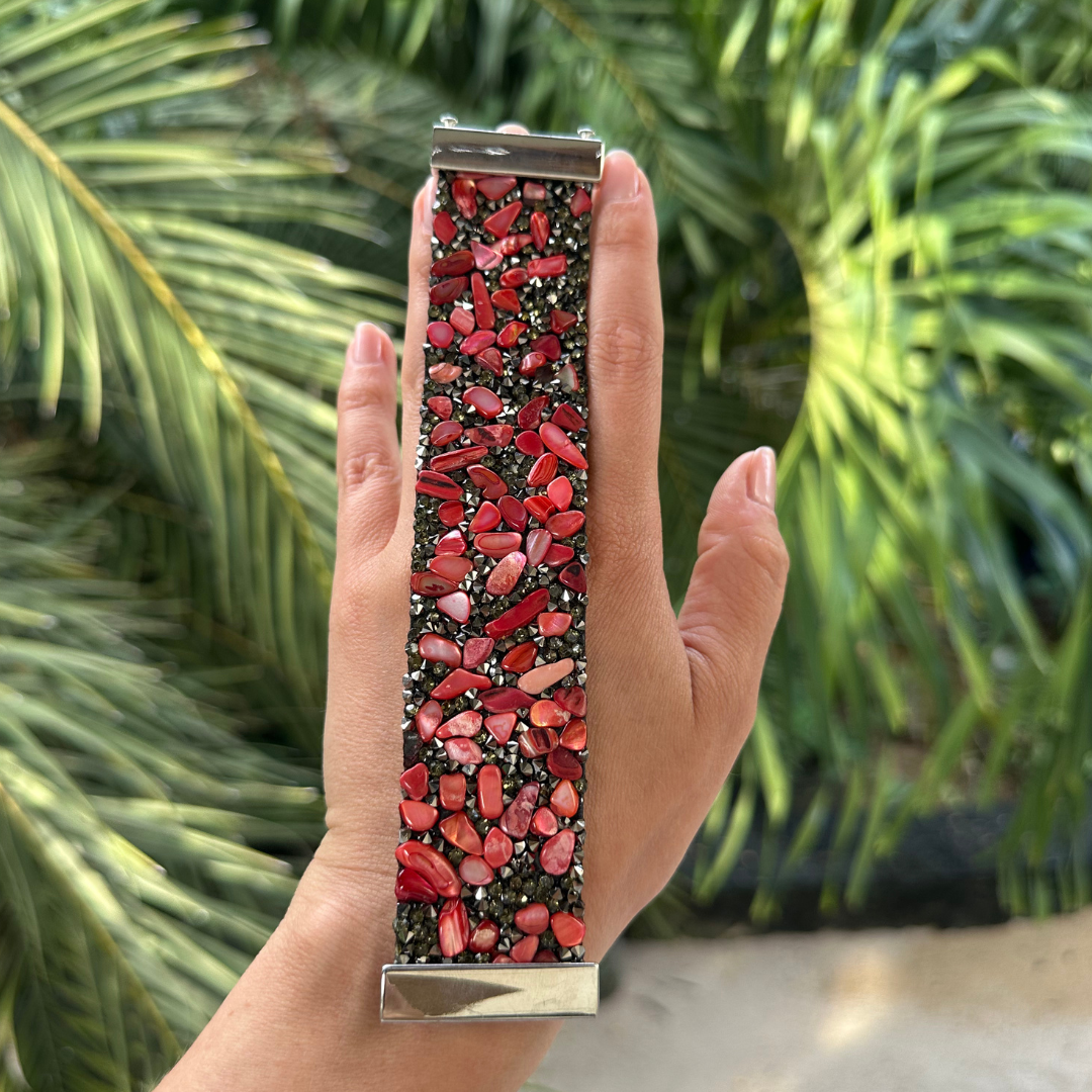 Bracelet bandeau en pierres de corail