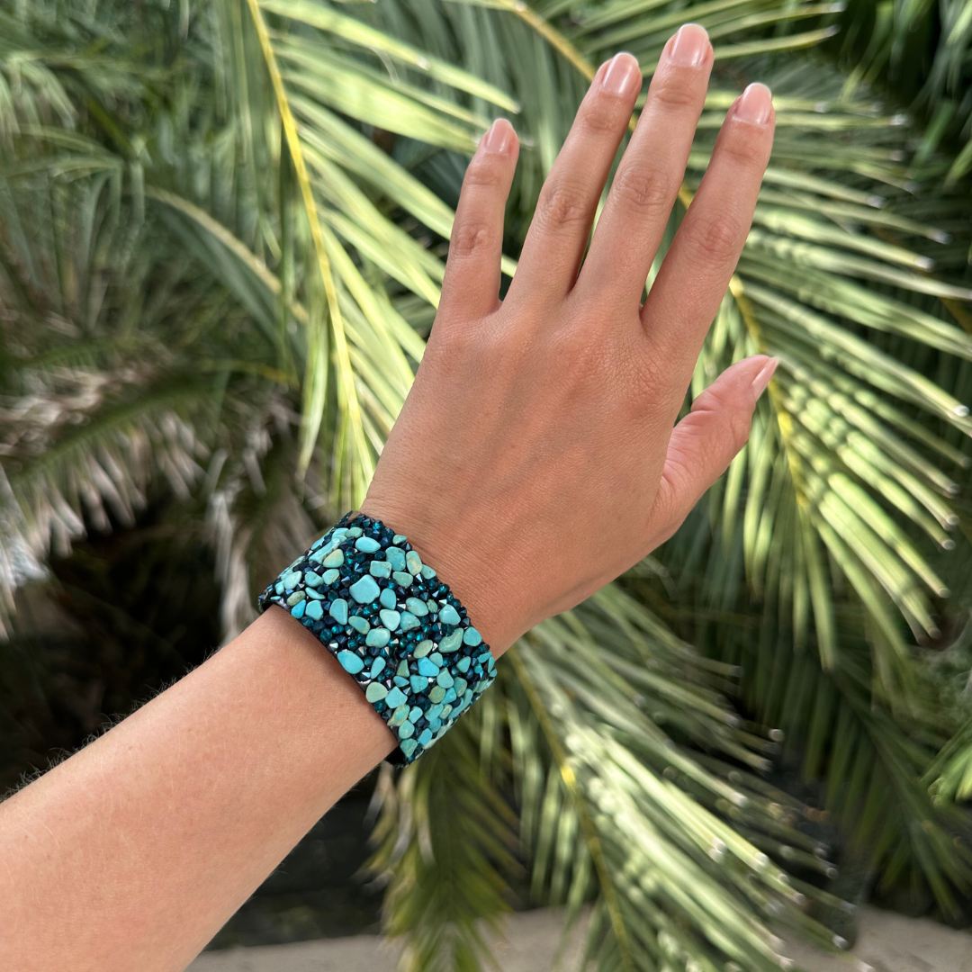 Bracelet bandeau en turquoises naturelles