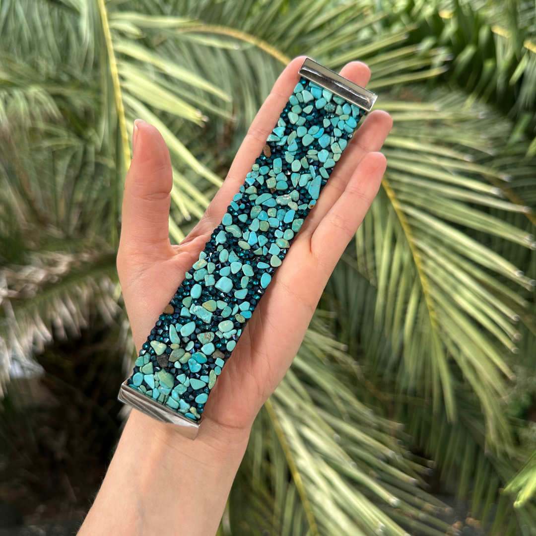 Bracelet bandeau en turquoises naturelles