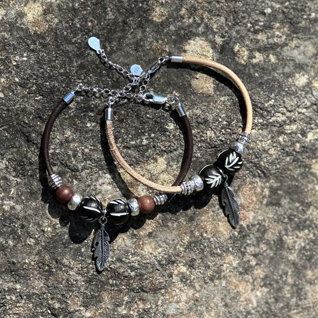 Bracelet en cuir naturel PLUME