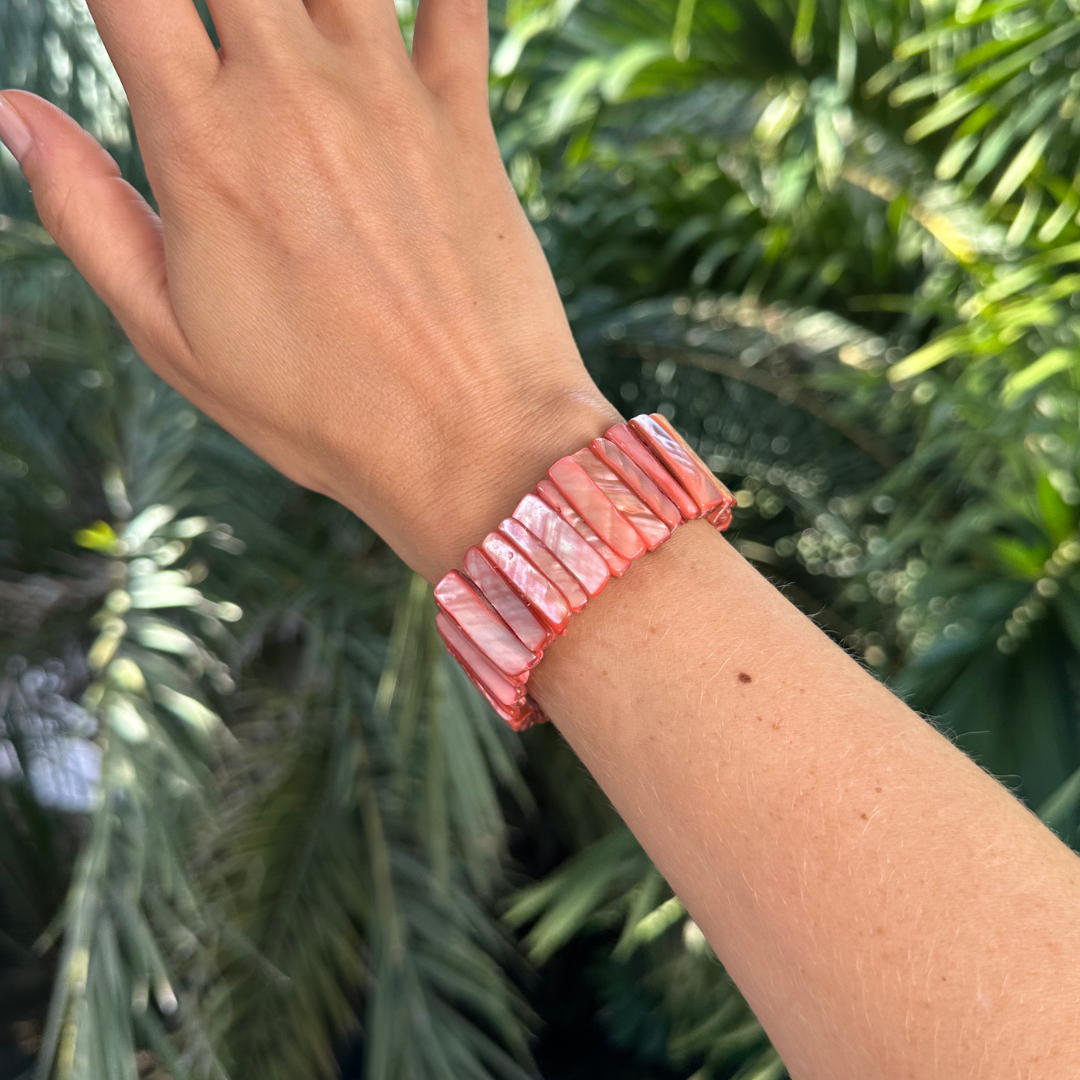 Bracelet en nacre rose