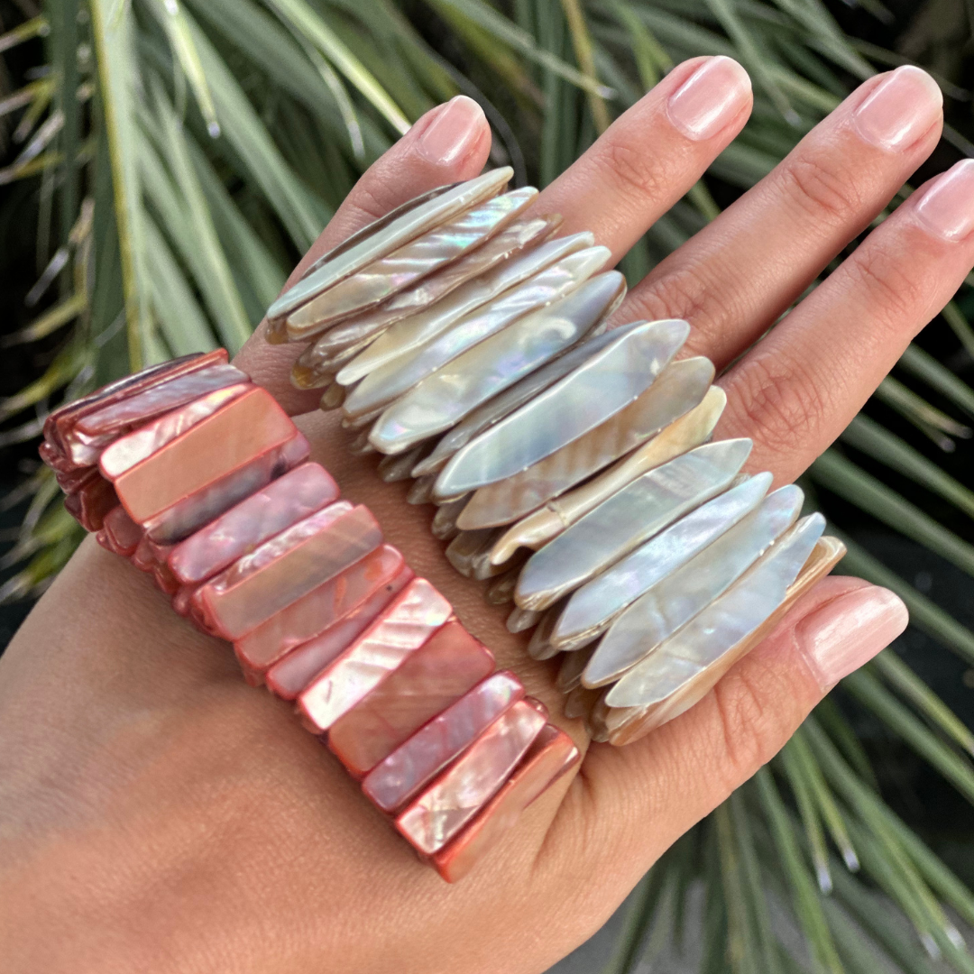 Bracelet en nacre rose