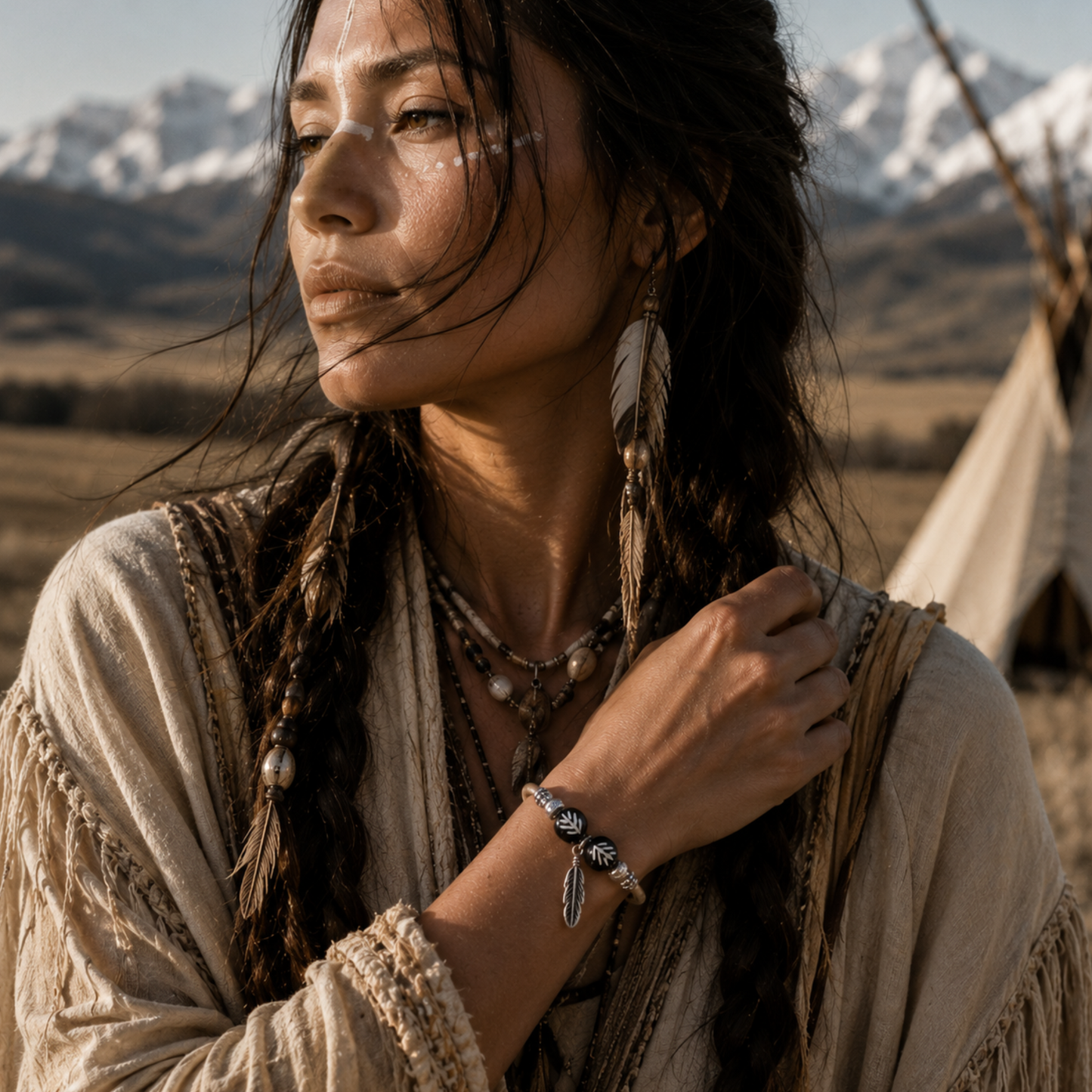 Bracelet en cuir naturel PLUME