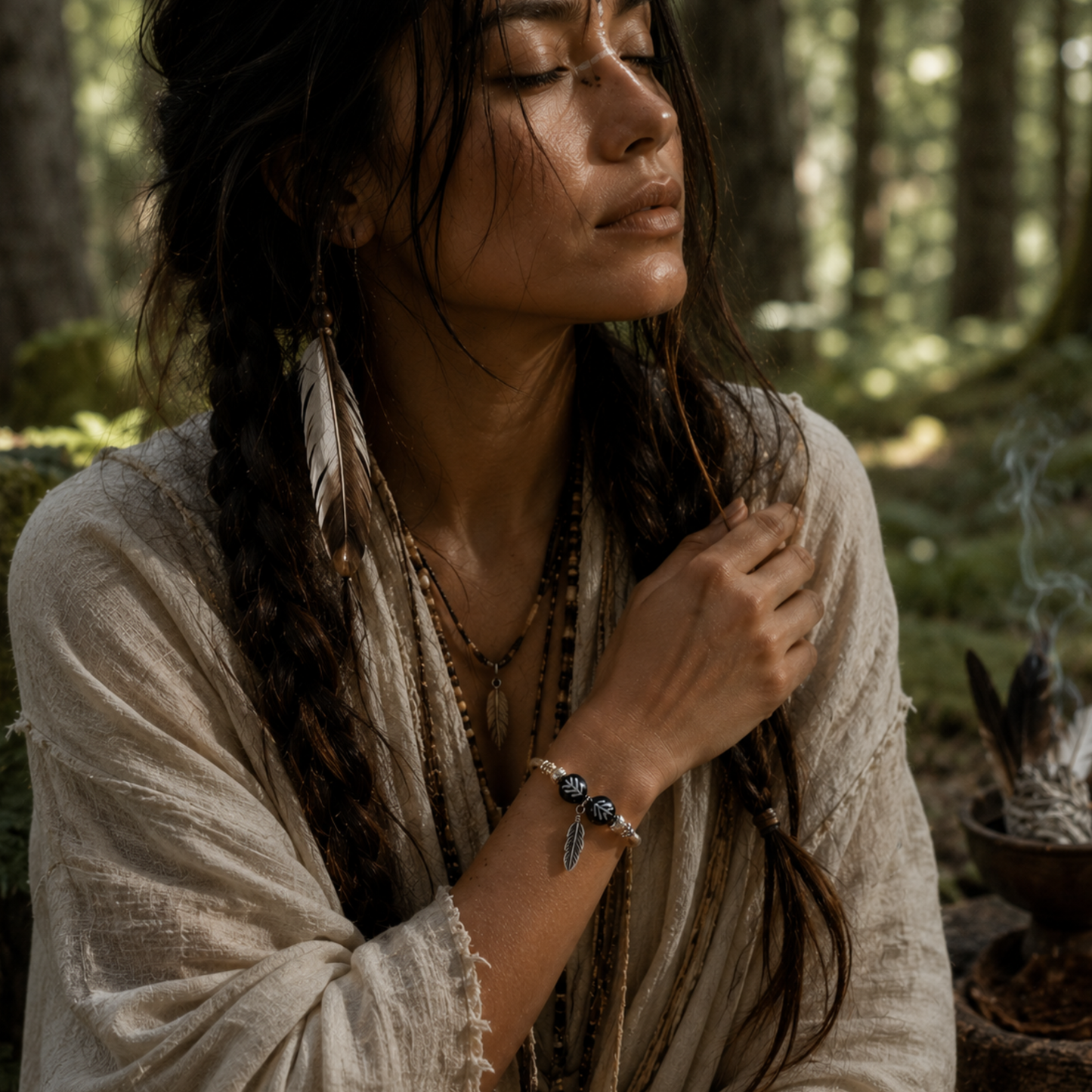 Bracelet en cuir naturel PLUME