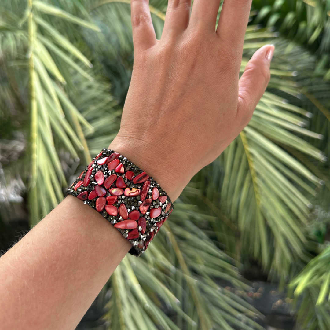Bracelet bandeau en pierres de corail