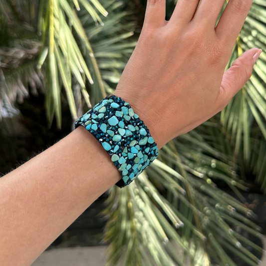 Bracelet bandeau en turquoises naturelles