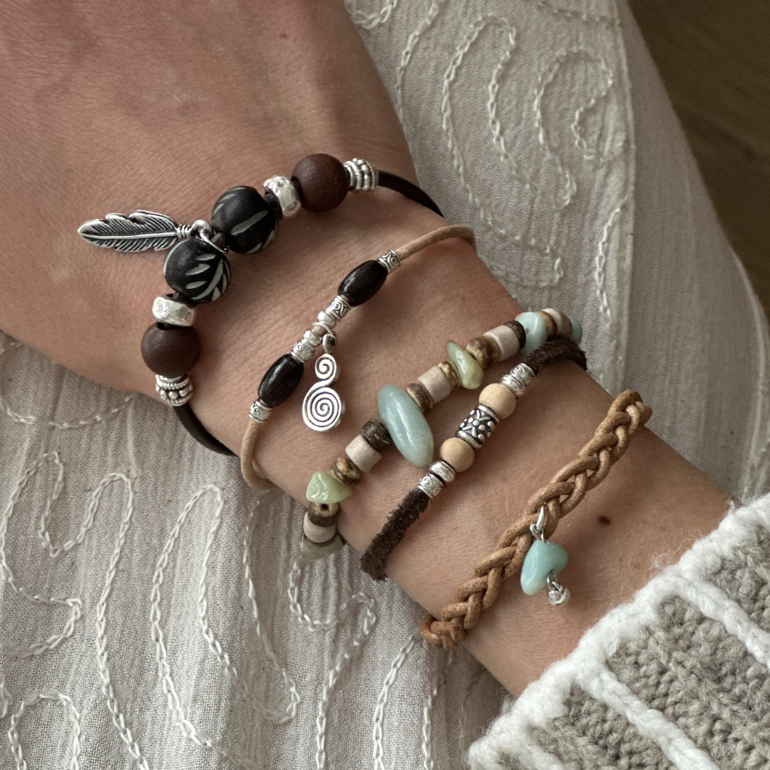 Bracelet en cuir brun PLUME