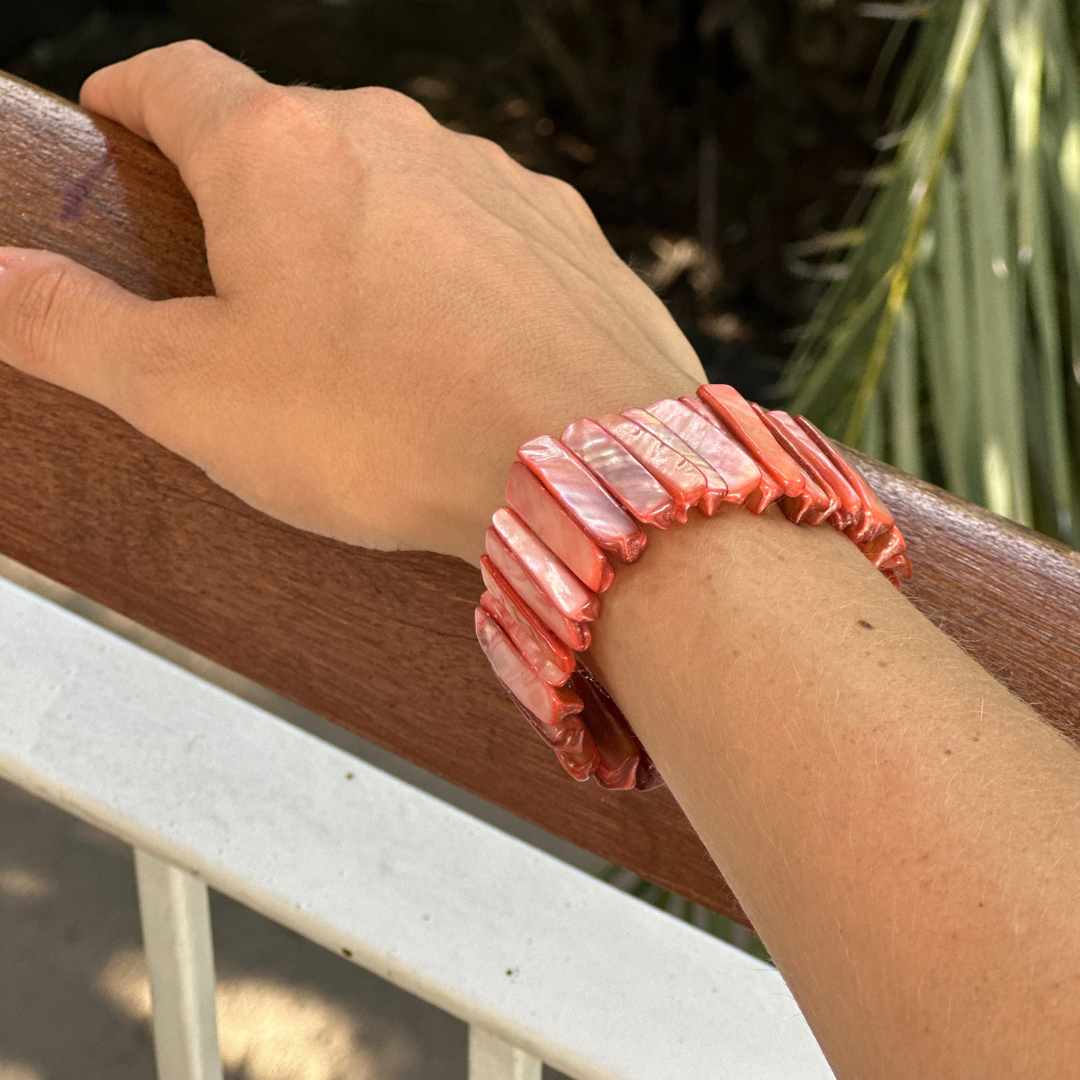 Bracelet en nacre rose