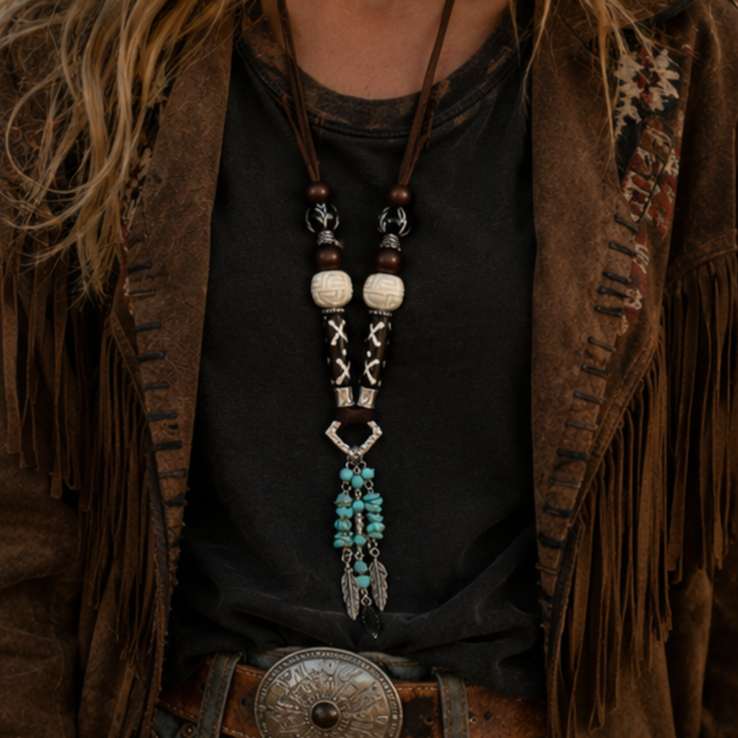 Collier sautoir TROIS PLUMES