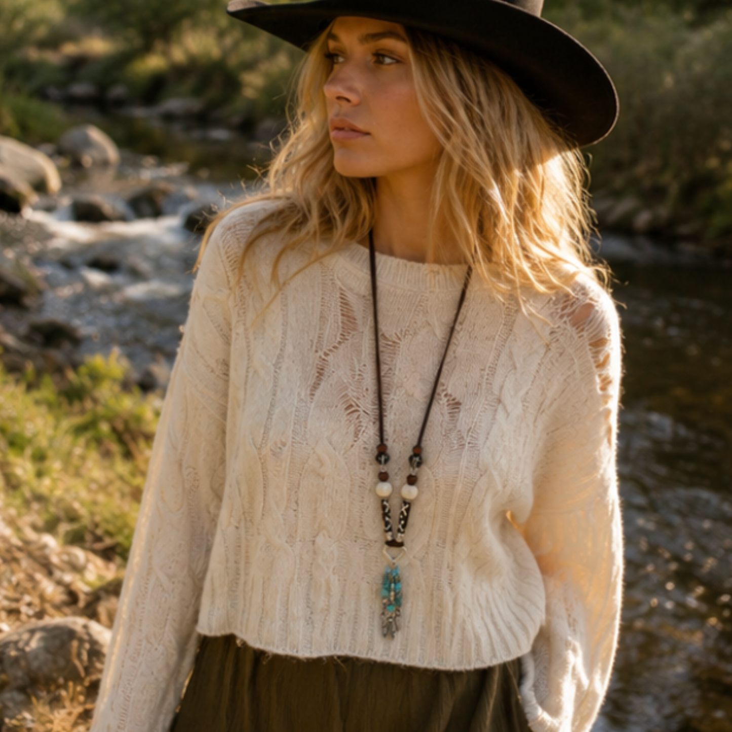 Collier sautoir TROIS PLUMES