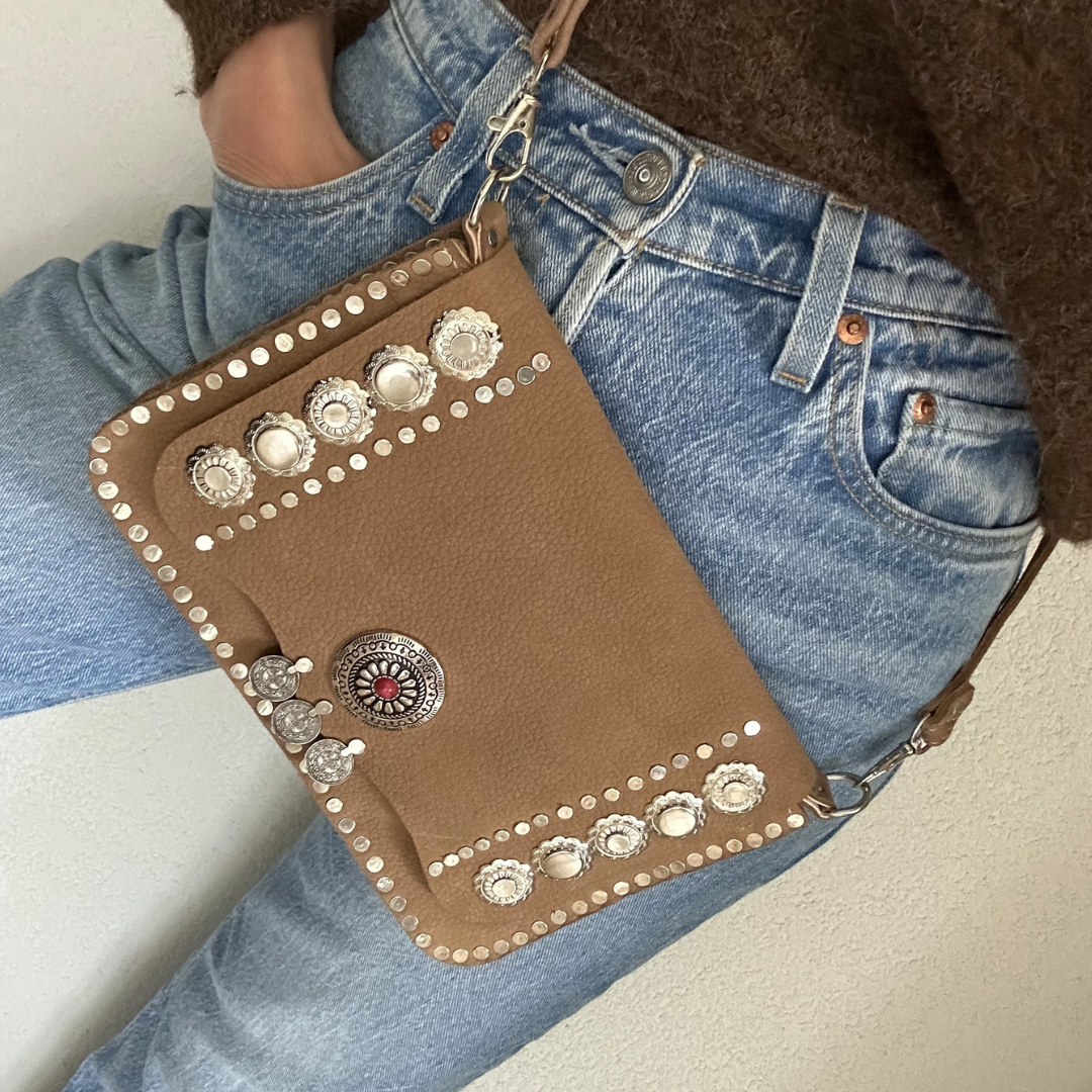 Pochette en cuir naturel WESTERN