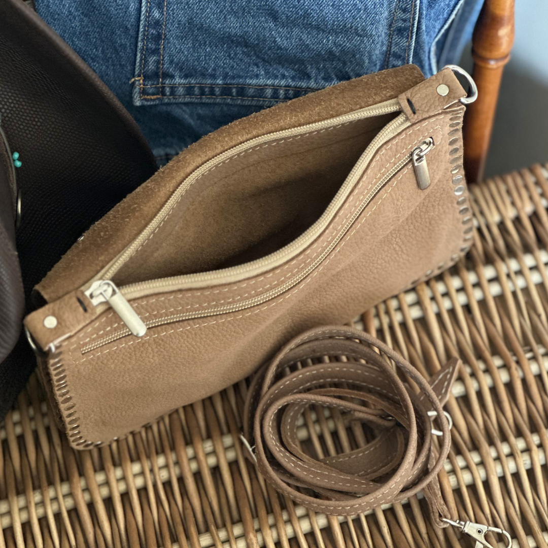 Pochette en cuir naturel WESTERN