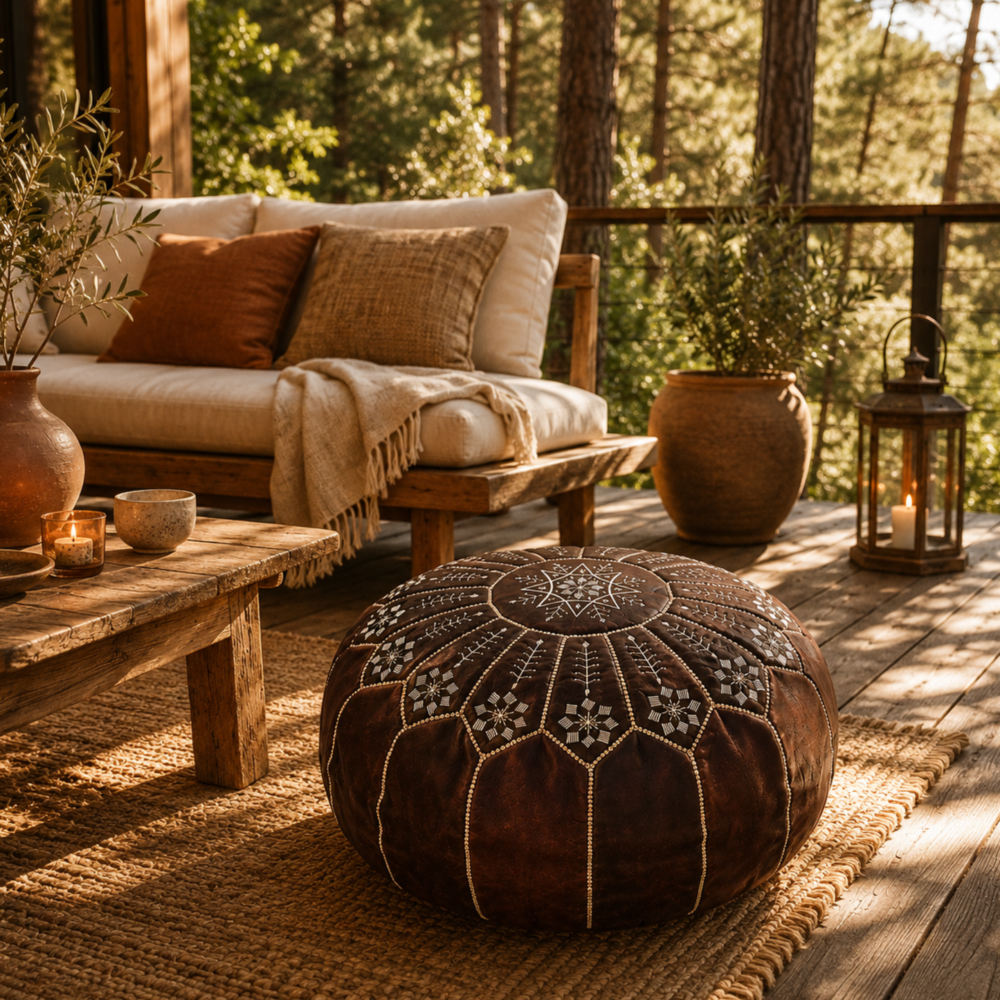 Pouf en cuir TRIBAL