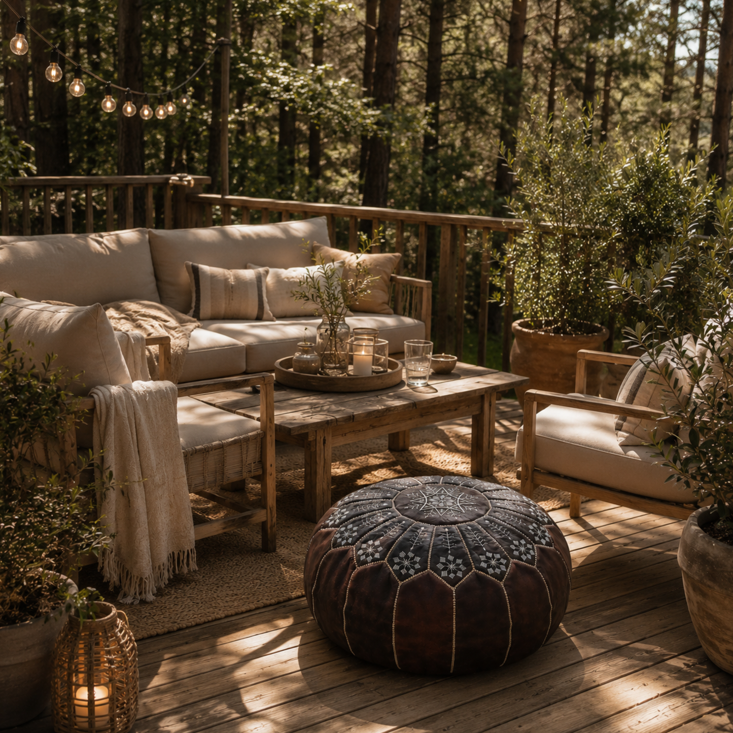 Pouf en cuir TRIBAL
