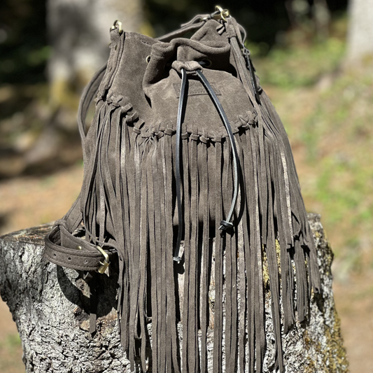 Sac seau en daim taupe LA SAUVAGE